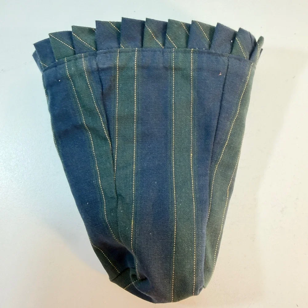 Longaberger Basket Liner Collectors Club 2001 Renewal Blue Green Striped Ruffle